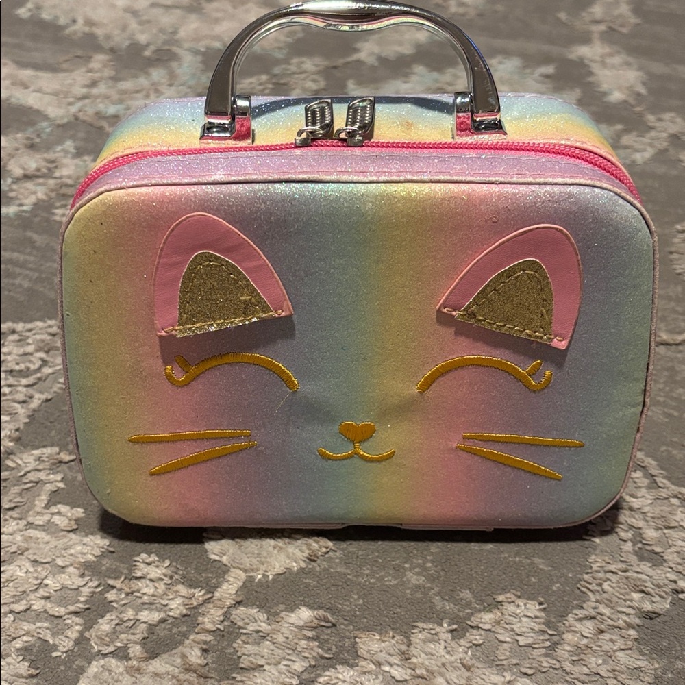 Rainbow Cat Face Mini Girls Makeup Handbag